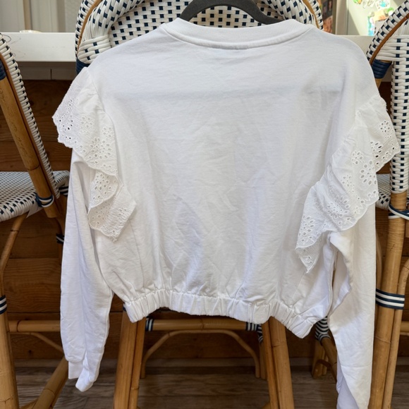 NWT ASOS DESIGN Ruffle Eyelet Long Sleeve Crew Neck Sweatshirt Women's 4 - Picture 4 of 4